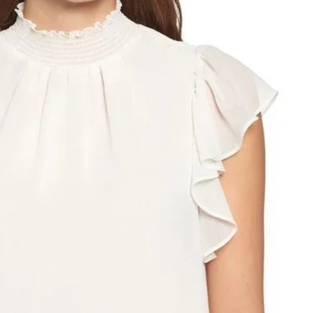 NWT 1. STATE Flutter Short Sleeve Mock Neck Key H… - image 3